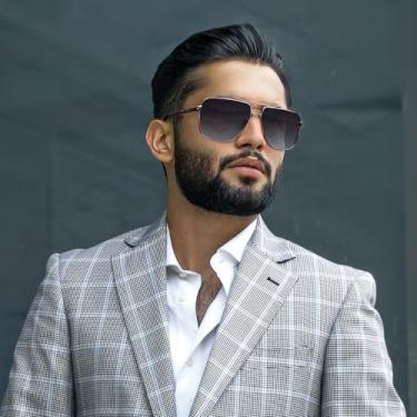 Imagem de Óculos de sol polarizados de metal feminino masculino para dirigir, pescar, golfe SY6023, Armação A02 | Lente preta gradiente, Large