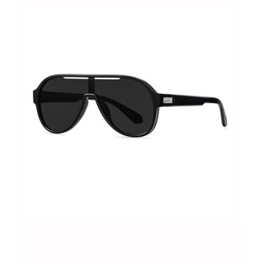 Imagem de Óculos de sol femininos masculinos polarizados modernos grandes redondos óculos de sol moda sunnies condução pesca SY6072, Armação preta | Lente preta, Normal