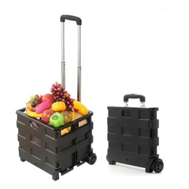 Imagem de Carrinho Dobrável Multiuso Portátil Vira Maleta Cesto Feira