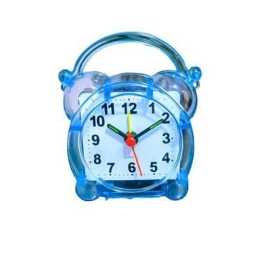 Imagem de Relógio de Mesa Despertador Analógico Quartz Alarme de Cabeceira Despertador de Mesa para Quarto e Escritório | Relógio com Alarme Ajustável e Design Moderno (Azul B)