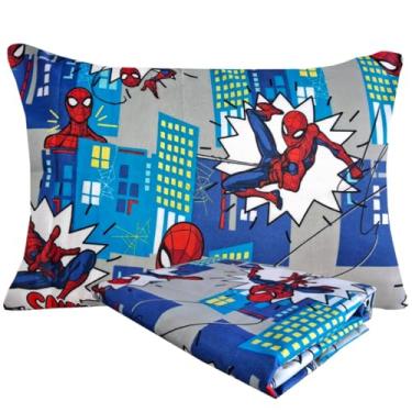 Imagem de Jogo de Cama Microfibra Solteiro Estampado Spider Man 1,40 m x 2,20 m Com 2 peça