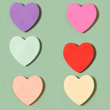 Imagem de 6 blocos em forma de coração, notas adesivas coloridas transparentes, 50 folhas/bloco, escola, professor, material de escritório, acessórios