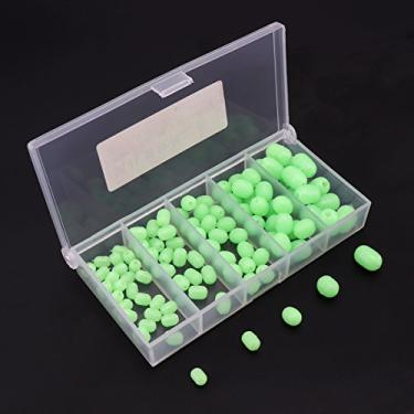 Imagem de 100 peças de contas de pesca luminosas de silicone macio, contas verdes redondas, ferramentas de pesca para água doce e salgada