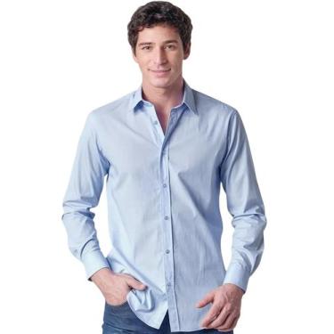 Imagem de Camisa Social Masculina Manga Longa Azul Celeste Jordhan, Azul celeste