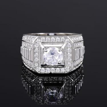 Imagem de Anéis de noivado de zircônia cúbica branca banhada a ouro branco, alianças de compromisso, festas noturnas, presentes de dia dos namorados, alianças de eternidade para mulheres, 9, Cobre, Sem pedra