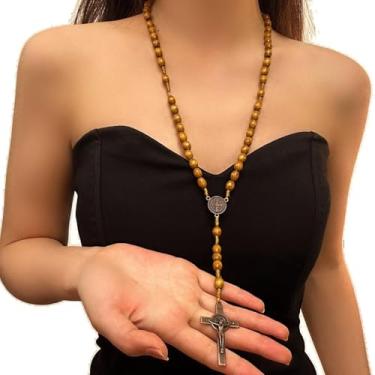 Imagem de Colar de contas de rosário católico com pingente de cruz, joia religiosa para confirmação de batismo e primeira comunhão, presentes espirituais para mulheres, acessórios de fé de Páscoa, corrente de