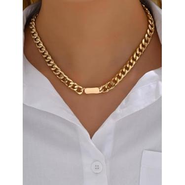 Imagem de Colar gargantilha grossa dourada com elos cubanos, corrente de aço inoxidável para mulheres, joias modernas, presentes