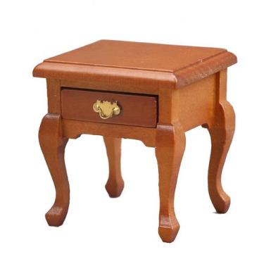 Imagem de Mesa de cabeceira de madeira para móveis de casa de bonecas em miniatu