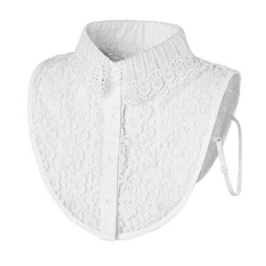 Imagem de Gola falsa removível feminina, gola de blusa de renda branca - Yiweisa