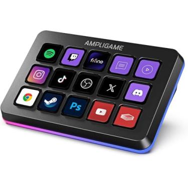 Imagem de Fifine AmpliGame Stream Controller com 15 teclas de macro, teclado de streaming com ações de acionamento no OBS/Twitch/YouTube/Streamlabs, teclado de botões de atalho funciona com Mac e PC-D6