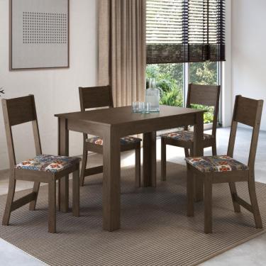 Imagem de Conjunto Sala De Jantar Fidelitá Veneza Com 4 Cadeiras Noce/off-white Assento Alaska