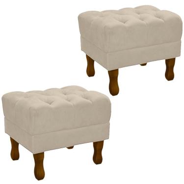 Imagem de Kit 2 Puff Puf Retro Capitone 52X44Cm Suede Bege Mpassos Bege