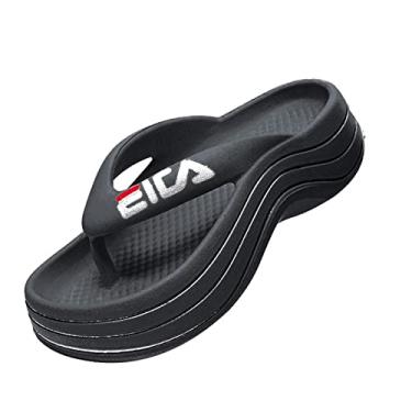 Imagem de KECELWEL Chinelo de tamanho pequeno, sandálias esportivas, palmilha confortável, chinelos femininos de salto alto, Preto, 34