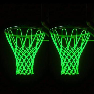 Imagem de Rede de basquete Glow in Dark, 2 peças de nylon, 21", anti-chicote - M