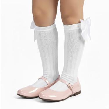 Imagem de Kit Infantil Sapatilha Festa com Meia Alta Branca Laço Cetim Sapato Boneca Elegante para Meninas (Rosa, BR, Criança de 4 a 8 anos, Numérico, 25)