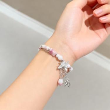 Imagem de Pulseira elástica feminina moderna de cristal de bambu pulseiras de borboleta hipoalergênicas acessórios de moda joias presentes, One Size, liga metálica, Sem Pedra Preciosa