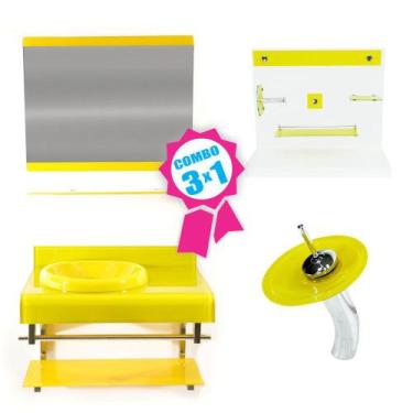 Imagem de Combo 3 em 1 - Gabinete 70cm Espanha + Torneira Ibiza + Kit Banheiro J