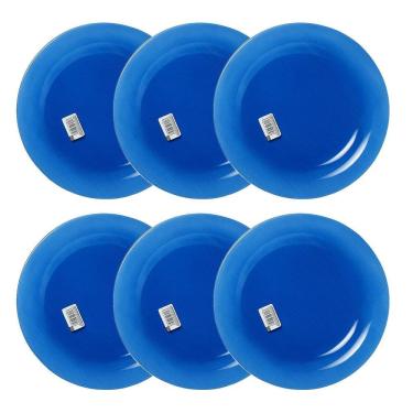 Imagem de Prato Raso De Vidro Diamante Sky Azul 22,4Cm 6Un Nadir 5837