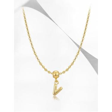 Imagem de 1 colar de letra A-Z banhado a prata para mulheres, joia fina, presente para mamãe, 46cm, Cobre, Sem Pedra Preciosa