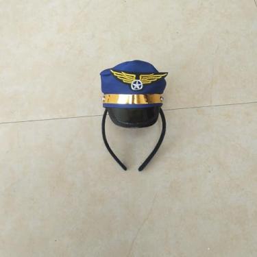 Imagem de Tiara de chapéu de marinheiro branco, em forma de cúpula, acessório ajustável para cosplay de festa, azul