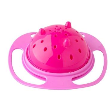 Imagem de Comedouro Pet Giratorio Anti Sujeira Alimentador Cachorro Gato Bebedouro Tigela Magica Comida Rosa