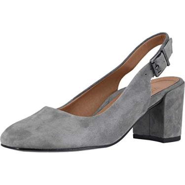 Imagem de Salto alto feminino Vionic Plaza Nareen - salto quadrado feminino com suporte de arco ortopédico oculto, Charcoal Suede, 5