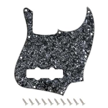 Imagem de Banworks Jazz Bass Pickguard 4 Ply 10-Hole J Bass JB Scratch Plate para EUA/Mexican Modern Style Fender Jazz Bass JT/HB-11 Black Pearl