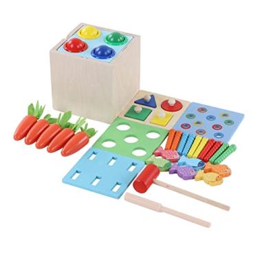 Imagem de Naroote Caixa de Percussão Multifuncional para Crianças, Brinquedo Educacional 5 Em 1 Com Acabamento Fino, Inclui Tampa Superior de Bloco e Conjunto