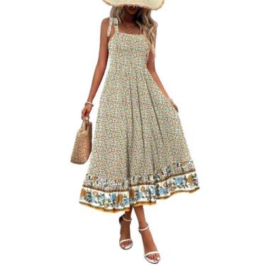 Imagem de Vestido de sol Zeagoo 2025 casual floral maxi com bolsos femininos