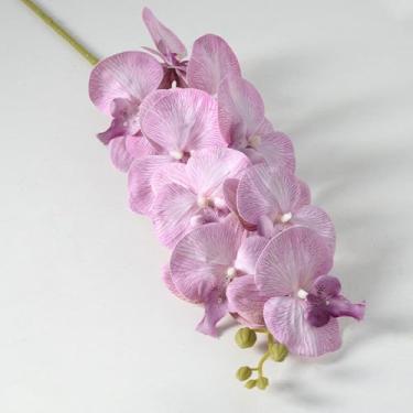 Imagem de Flores artificiais – Arranjos florais falsos de orquídea roxa para casa de banho, escritório, mesa, centro de mesa, prateleira, decoração de casamentos