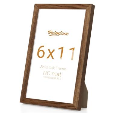 Imagem de Heimlove Moldura de madeira de carvalho, 15 x 28 cm, moldura de alta qualidade para pendurar na parede ou mesa, molduras 15 x 28 cm natural sem tapete, vidro temperado, kit de parede, cor nogueira