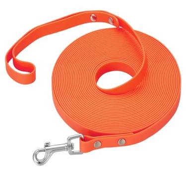 Imagem de Coleira longa de treinamento para cães à prova d'água com guia longa para uso ao ar livre para cães pequenos, médios e grandes, treinamento externo, brincando, acampando (laranja, 3 m)