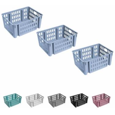 Imagem de Cesto Decorativo Empilhavel Organizador Cozinha Casa Kit C/3 - Atelie 