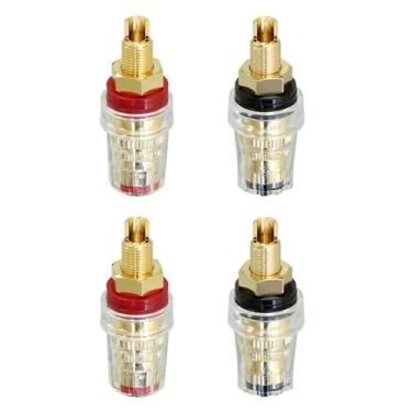 Imagem de 4 peças de pinos de ligação de cristal banhados a ouro plugue adaptador banana amplificador conector terminal de alto-falante