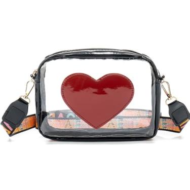 Imagem de Bolsa transparente aprovada para estádio bolsa transversal transparente com alça ajustável para shows e eventos esportivos bolsas, Preto, Medium, Preto
