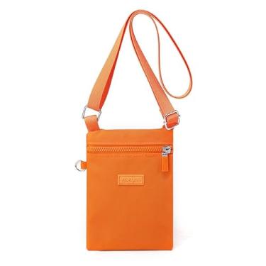 Imagem de Bolsa tiracolo pequena bolsa mensageiro casual bolsa feminina bolsa de mão bolsa de ombro de lona de nylon, Laranja, Medium, Laranja