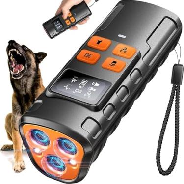Imagem de PEMOO 3 dispositivos ultrassônicos de dissuasão de latidos para cães, recarregáveis, dispositivo antilatido suave para cães, controle de latido interno e externo para treinamento de cães, impede que