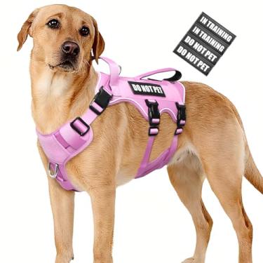 Imagem de WINSEE Peitoral para cães à prova de fuga, peitoral Molle de serviço com alça dupla, colete tático para animais de estimação com 4 adesivos para cães pequenos, médios e grandes, caminhadas, caça