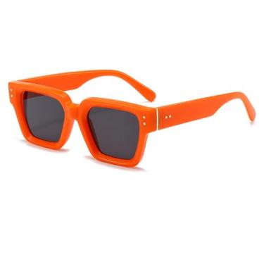 Imagem de Óculos de Sol Feminino Candy Colors Rivets com Lentes Degradê e Proteção UV400 para Esportes ao Ar Livre, Corrida e Ciclismo, Laranja e Cinza