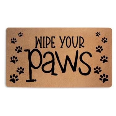 Imagem de Capacho Wipe Your Paws Outdoor Faux Coco Coir Coir com suporte de PVC antiderrapante 45,7 cm x 76,6 cm, tapete de porta engraçado para cães, tapete de boas-vindas para entrada interna ao ar livre