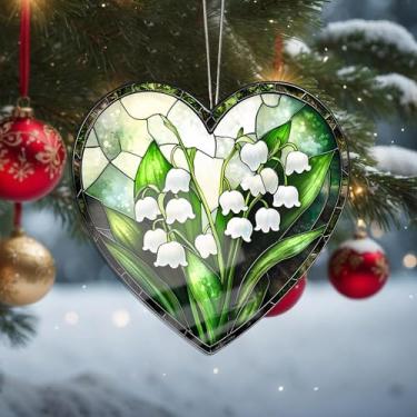 Imagem de Enfeites de Natal de flores brancas para pendurar, decoração de férias, decoração de acrílico, decoração de interiores de carro, enfeite de árvore de Natal, artesanato para pendurar itens