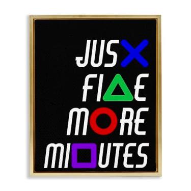 Imagem de Stupell Industries Just Five Minutes Gamer Buttons Brown Framed Floater Canvas Wall Art, design por Kim Allen, 30 x 25