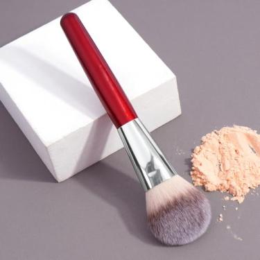 Imagem de 1 pincel de pó solto em caixa de papel, ferramenta de maquiagem adequada para viagem, adequado para blush, sombra e pó (vermelho)