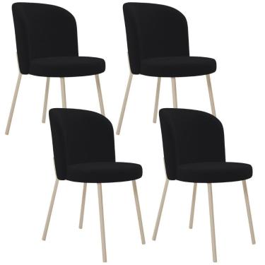 Imagem de Kit 04 Cadeiras Para Sala De Jantar Cozinha Estofada Gavi Arena L02 Suede Preto - Lyam Decor