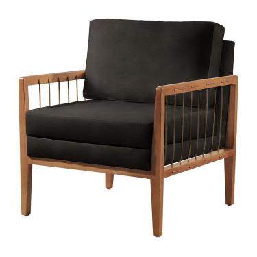 Imagem de Poltrona Gael Luxo Madeira Maciça Castellar Móbile Corino Preto Corino Preto