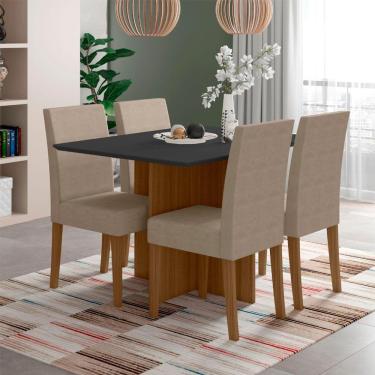 Imagem de Conjunto Sala De Jantar Retangular Mesa Helo 120cm E 04 Cadeiras Josi Carvalho Com Grafite