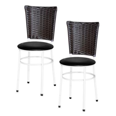 Imagem de 2 Cadeiras Para Mesa Branca Hawai Marrom Cor:preto