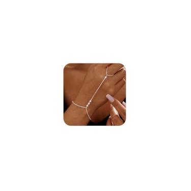 Imagem de Pulseira de corrente de mão de ouro para mulheres na moda, delicada pulseira de ouro 14 k, corrente de mão, anel de dedo escravo, pulseira de zircão cúbico, pulseiras de ouro, acessórios de joias para