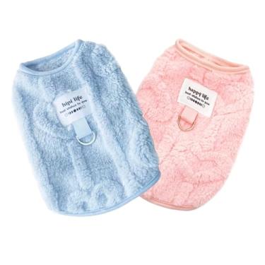 Imagem de JAAQUCD Pacote com 2 suéteres pequenos de lã para gatos com anel D, roupas de outono para filhotes de cachorro para meninas e meninos, casaco de inverno para cães, roupas de inverno para gatos