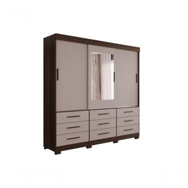 Imagem de Guarda-roupa New Star 3 Portas 9 Gavetas Com Espelho Salleto Savana/off White